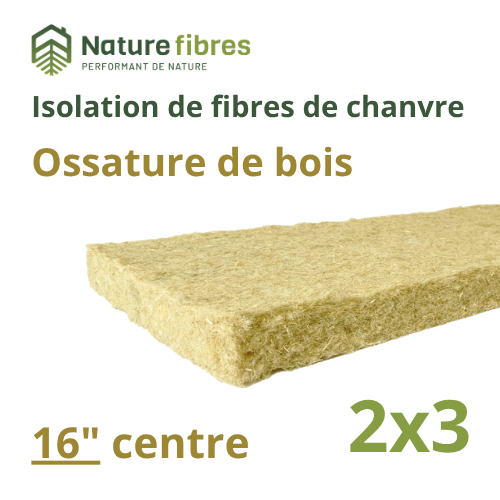 ISO CHANVRE - BOIS - 16 C/C - 2X3 - PROFIB MAT  2''  BW 15
