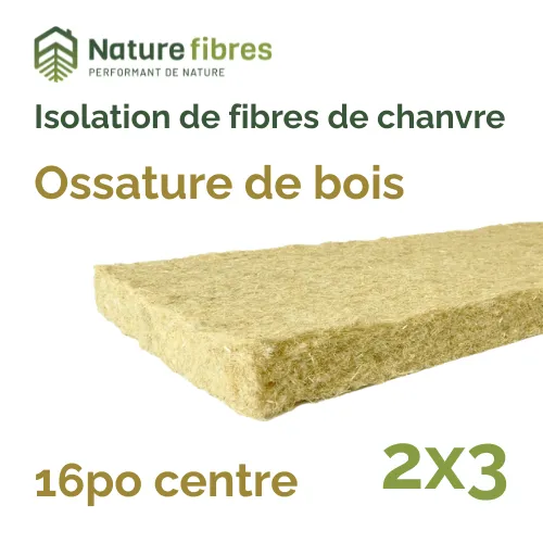 [100.200.001] ISO CHANVRE - BOIS - 16 C/C - 2X3 - PROFIB MAT  2''  BW 15