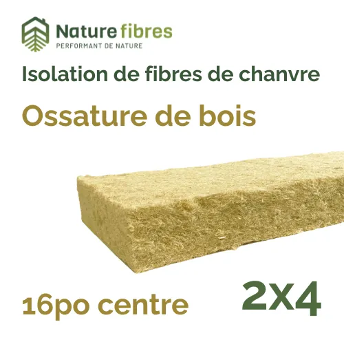 ISO CHANVRE - BOIS - 16 C/C - 2X4 - PROFIB MAT  3,5'' BW 15