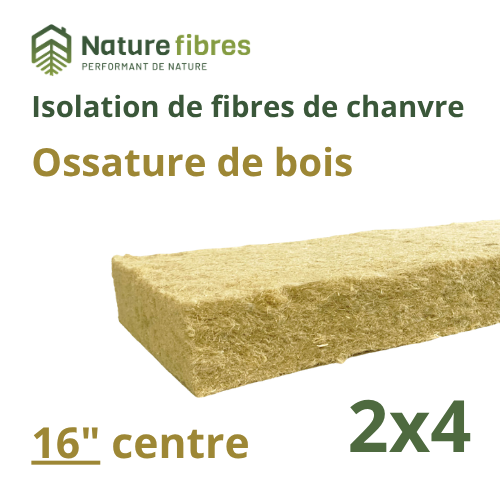 ISO CHANVRE - BOIS - 16 C/C - 2X4 - PROFIB MAT  3,5'' BW 15