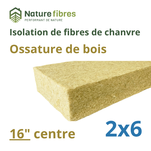 [100.550.001] HEMP INSULATION - WOOD - 16 O.C. - 2X6 - PROFIB MAT  5.5'' BW 15