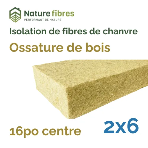 ISO CHANVRE - BOIS - 16 C/C - 2X6 - PROFIB MAT  5,5'' BW 15