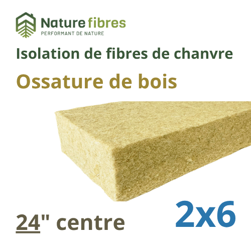 [100.550.002] HEMP INSULATION - WOOD - 24 O.C. - 2X6 - PROFIB MAT  5.5'' BW 23