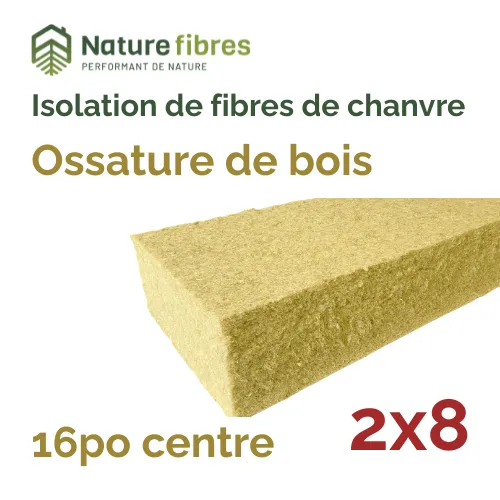 ISO CHANVRE - BOIS - 16 C/C - 2X8 - PROFIB MAT  7,5'' BW 15