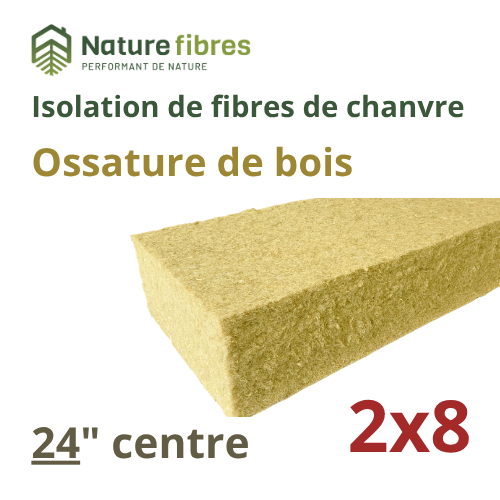 [100.750.002] ISO CHANVRE - BOIS - 24 C/C - 2X8 - PROFIB MAT  7,5'' BW 23
